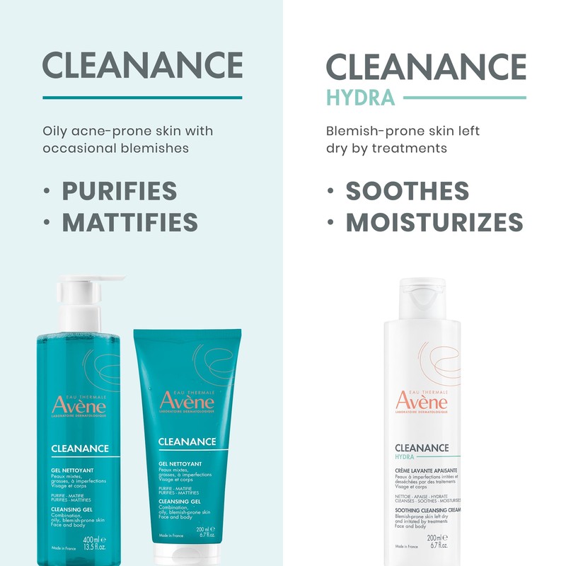 Avène Cleanance Cleansing Gel Soap Free Cleanser for Acne Prone,