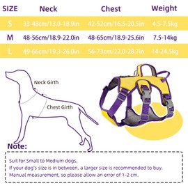 LiebeDD French Bulldog Harnesses, Anti Pull Dog Harness for Large Medium Small Dog Puppy, Assistance Service Dog Harness Front Clip Dog Harness With handle, Yellow, L