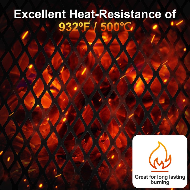 Odoland Folding Campfire Grill, Heavy Duty Steel Mesh Grate with