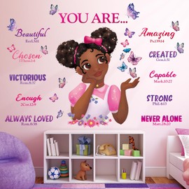 DECOWALL SG2-2315 Black Girl Magic kids nusery wall decals home art baby girls room decor color playroom bed room glow dark living room butterfly pink
