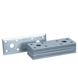 HELPMATE Pack of 12 Flat Connectors 35 x 100 mm - Wood Connectors Galvanised & Blue Passivated - Connection Plate with Excellent Corrosion Protection, Stable & Durable - Easy Assembly