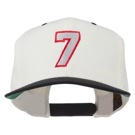 Number 7 Embroidered Classic Two Tone Snapback Cap - Natural Black OSFM