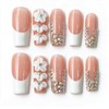 Uñas postizas blancas largas cuadradas con punta francesa, brillantes, hechas
