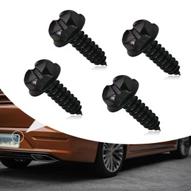 Irinidig 4 PCS Car License Plate Screw Kit, 304 Stainless Steel Hexagon Head Screw Bolts Fasteners, Universal for Front Rear License Plates & License Plate Frame Covers of Cars, Trucks, SUVs (Black)