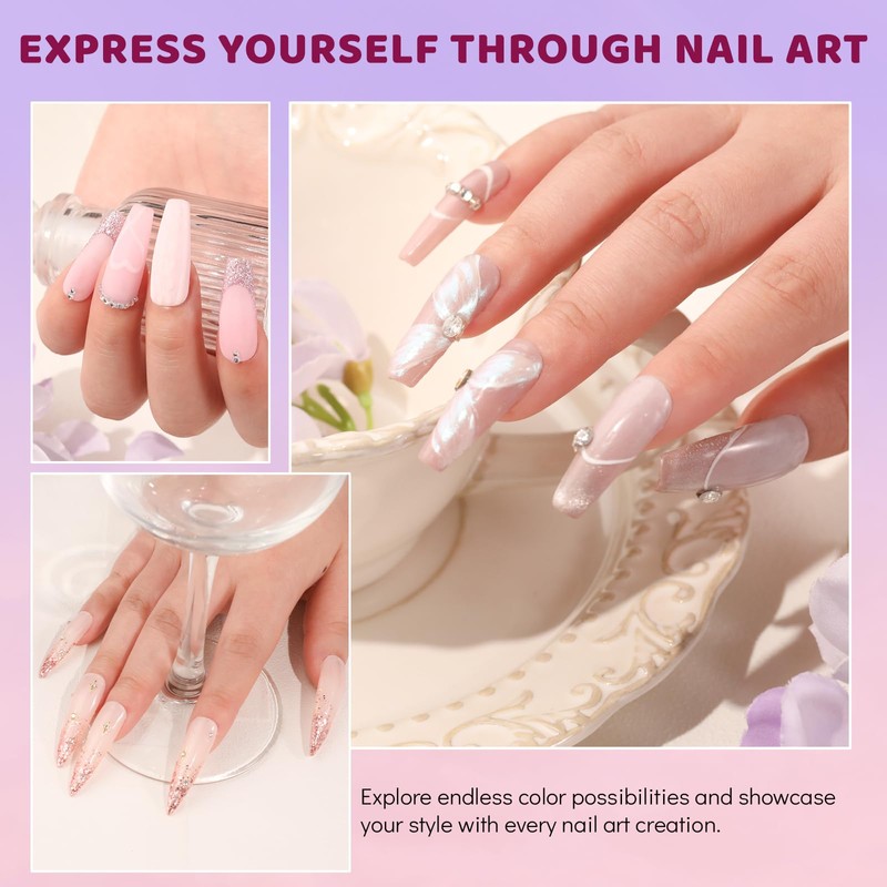 Aokitec 14PCS Dip Powder Nail Kit Starter Set, 8 Colours