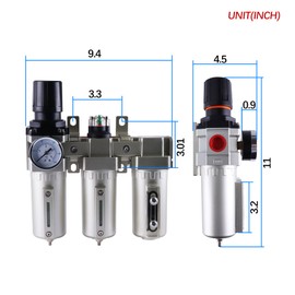 GCESSOIRY 3/4 Inch NPT Industrial Grade Three Stage Air Drying System, Particulate Filter, Coalescing Filter, Desiccant Dryer and Air Regulator, 0-240 PSI, Semi-Auto Drain