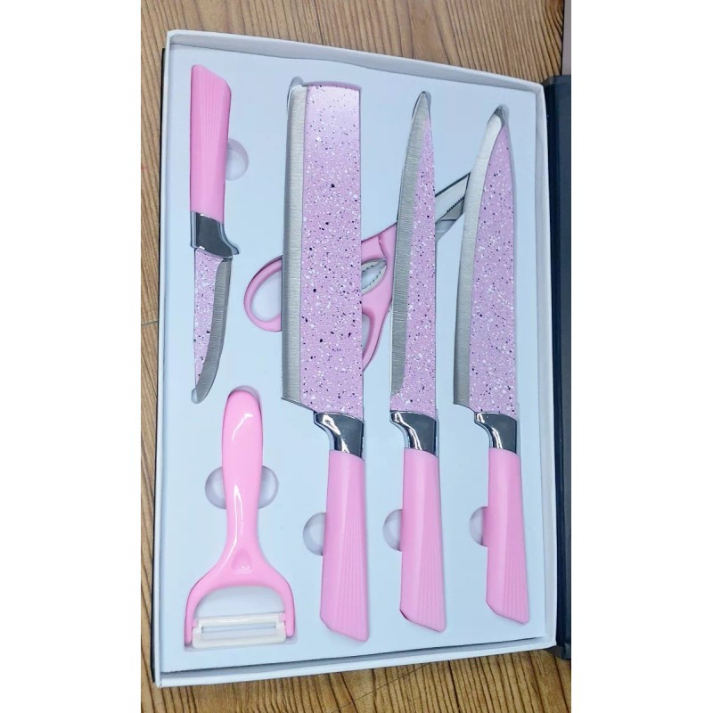 K&H Set Cuchillos Jaspeado Acero Inoxidable Profesionales 6pz