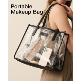 Vlando Travel Cosmetic Bag Small Make Up Bag Women Portable Cosmetic Bag Organiser Multifunctional Makeup Bag Women Made of Waterproof Leather, Milk coffee, Cosmetic bag