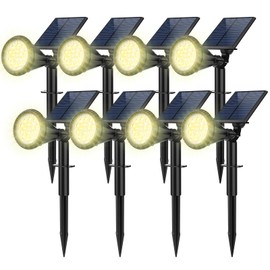Fratink Solar Spot Lights Outdoor, 8 Pack Solar Lights Outdoor, 4 Lighting Mode Solar Spotlights with Auto On/Off, 2-in-1 Waterproof Solar Landscape Lights for Wall, Garden, Yard, Pathway (Warm White)