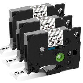 COLORWING Compatible with Brother TZe-131 TZe131 TZ 131 12 mm Label Tapes Black on Transparent Laminated 0.47 Tapes for Ptouch PT H105 H110 1000 1005 1010 D400, 3x