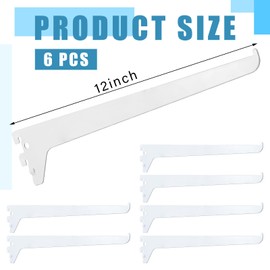 Blulu 6Pcs 12'' Single Track System Bracket White Shelf Bracket Adjustable Shelving Bracket Metal Shelf Bracket Upright Bracket for Shelving Shelf Standard Bracket for Home Utility Room Kitchen Closet