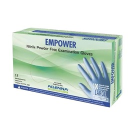 Adenna EPW446 Empower - Guantes de revisión de nitrilo sin Polvo, de Grado médico, Azul, Grande, Caja de 100