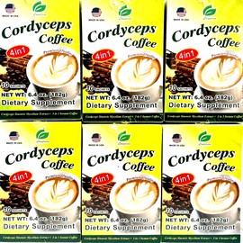Asian Longreen 4-In-1 Premium Quality Cordyceps Coffee 10 Sachets x 25g ( Pack of 6 )