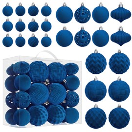 Artmag - Juego de adornos de bolas de Navidad de terciopelo, 46 piezas de bolas de plstico inastillables para rbol de Navidad, decoracin navidea...   