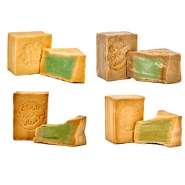 Carenesse® Original Aleppo Soap Pack of 4 x 200g Laurel Oil Content 5%, 15%, 20%, 40%, Olive Oil Soap Hair Soap, Natural Soap, Shower Soap, Traditional Handmade
