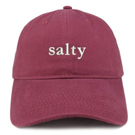 Trendy Apparel Shop Salty Embroidered Soft Crown 100% Brushed Cotton Cap - Maroon