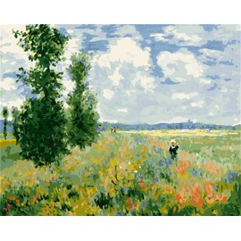 Awesocrafts Paint by Number Kits, Poppy Field to Monet, Number Painting for Adults and Kids, 40 x 50 cm (Poppies, No Frame)