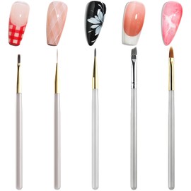 Nail Art Brushes 5PCS Ombre French Tip Plaid Flower Painting Brush
