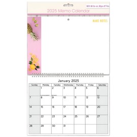 2025 Monthly Memo Board Wall Calendar Family Organiser Shopping List Pad & Pen Random