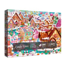 Funny Winter Scenic Puzzles for Adults 1000 Pieces, Magic Candy Cute Jigsaw Puzzles, Pretty Colorful Art Puzzles