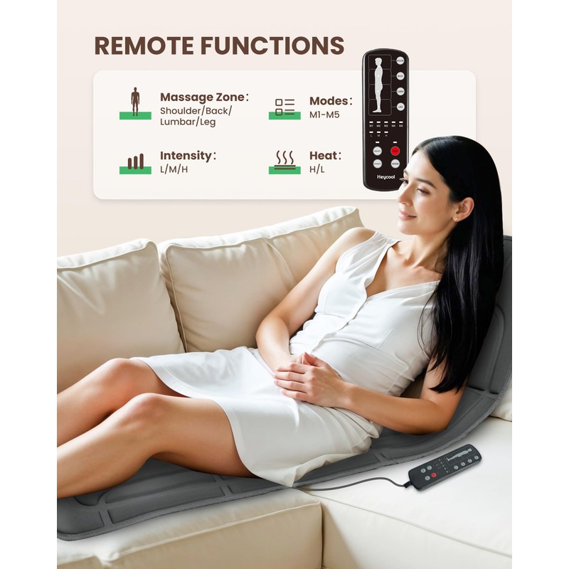 Heycool Full Body Massage Mat with Heat, Vibration Back Massage