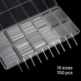 JUSTOTRY 700 Pieces No C Curve Nail Tips Clear Very Long XXL Nail Tips Set, Full Cover Nail Tips Square for Women, Acrylic Artificial Nails Tunnel Tips Nails for Nail Art and DIY French Nail Designs