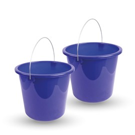 Bucket (2 Pieces) Household Bucket, 5 Litres, in Various Colours, Cleaning Bucket Made of Sturdy Plastic, Food-Safe, BPA-Free, Made in EU (Dark Blue)