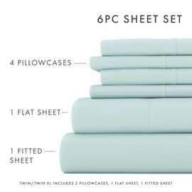 Bella Home Bamboo 1800 BH Decor Luxurios King Bed Sheet Set, 16"" Pockets, 6 Piece, Wrinkle-Free Cooling Sheets, Ultra Soft, (Noble Purple), 6pck242