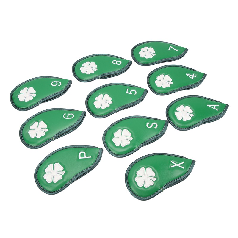 10 PCS Golf Club Head Covers Four Leaf Clover Pattern