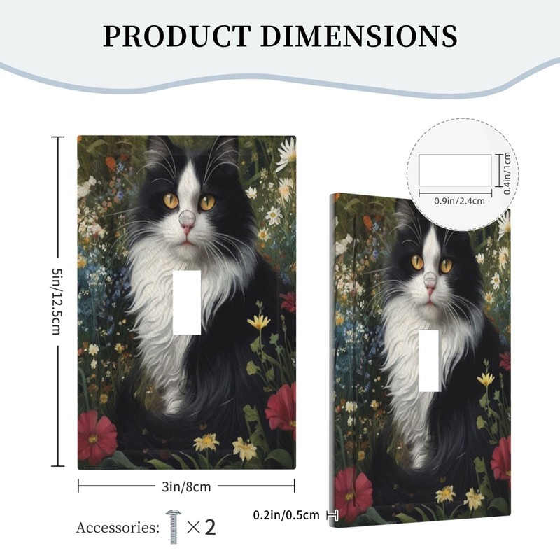 Decorative Art Light Switch Covers Cat in Blooms Single Toggle