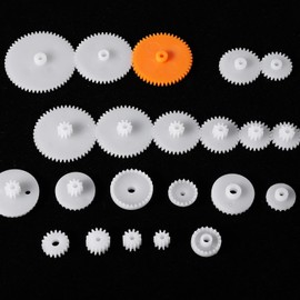 200PCS White Plastic Gears Module 0.5 Plastic Single Gear Spindle Small Motor Gears for DC Motor DIY Model Toys RC Car Robot Replacement Electric Gear