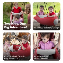 Step2 Rocket Swing for Two, Baby Outdoor Swing, Outside Weather-Resistant Rope, Attach to Playset, for Toddlers 9 Months - 3 Years Old