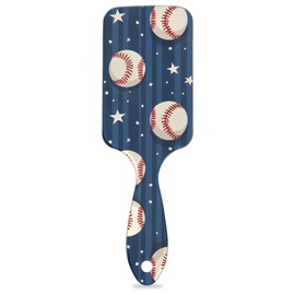 Baseball Star Hair Brush for Kids Girls Boys, Wet Dry Detangling Hair Brush Soft Bristle Hair Brushes Paddle Hairbrush for All Hair Types Women Men