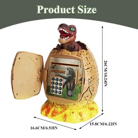 Dhqkqg Dinosaur Money Box Children, Dinosaur Piggy Bank, Dinosaur Piggy Bank Children, Dinosaur Egg Children Safe Electronic ATM Bank, Money Boxes for Children, Boys, Adults, Birthday Gift