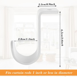 Pack of 3 Curtain Rod Holder Curtain Rod Holder Metal Curtain Rod Holder with Screws Curtain Rod Holder for Living Room Bedroom Curtain Rods Walls White
