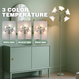 WERFOP Flower LED Floor Lamp - Modern Multi-Heads Standing Reading Lamp for Living Room with USB Power, 3 Color Temperatures Bright Corner Tall lamp for Office Bedroom