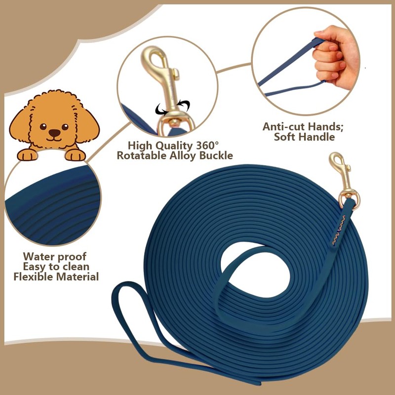 10 mm Waterproof Dog Leash, Long Training Lead for Dogs