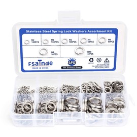 490Pcs 7-Size Stainless Steel Spring Lock Washers Assortment Kit Split Lock Washers for M2 M3 M4 M5 M6 M8 M10 Screws Bolt