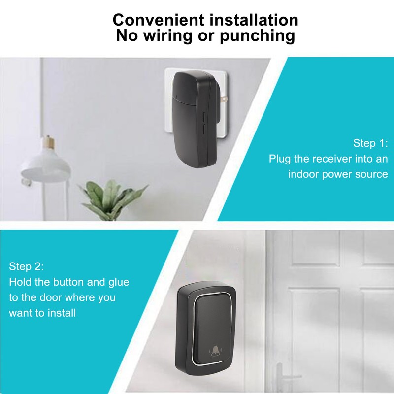 Self Powered Wireless Doorbell Outdoor Home Welcome Ding Dong Door