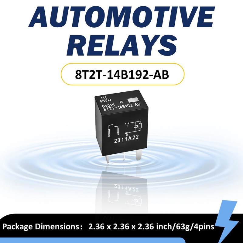 4-Pack Automotive Relay 8T2T-14B192-AB 12VDC 4-Pin Plug-in Replacement Compatible with