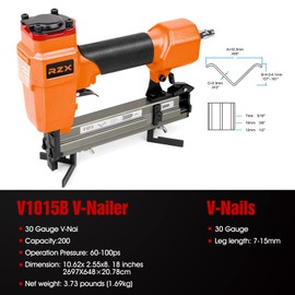 RZX V1015B Pneumatic Picture Frame Nailer - 1/4-Inch to 5/8-Inch V-Nailer for Wood Frames, Professional Framing Tool