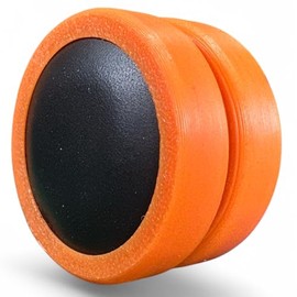 Fidget Moons Circular Fidgets Topped with Luxury Leather Over a Plastic Base (Orange & Black)
