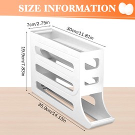 Egg Holder for 30 Eggs, 4 Tier Egg Container, Egg Container for Fridge, Egg Storage Fridge, Automatic Rolling Egg Container, for Storage in the Fridge