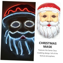 2 Pcs Glow Masquerade Hood Cover Christmas Face Covering Christmas Costume Full Santa Beard Face for Kids Xmas Luminous Headgear Plastic Clothing White Child