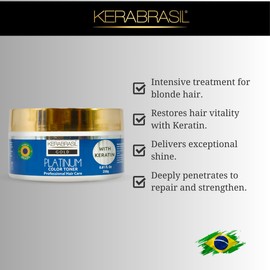 Kerabrasil Platinum Hair Treatment Mask 250g - Advanced Blonde Enhancing Formula with Keratin, Boosts Luminosity and Strength, Tailored Platinum Shine