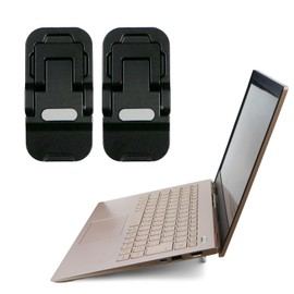 SCP-068 Laptop Stand, Foldable, Paste Type, 2 Pieces, (3 Level Adjustment Type, Black) Laptop Stand, Compact, Thin, Height Adjustment, Metal, Posture Improvement, Cooling, Portable, Anti-Slip, Glitter
