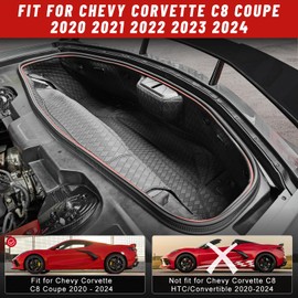 Bracingo Rear Trunk Cargo Mat Liners,Binding Carpeted Full Size Mat fit for Corvette C8 Stingray Coupe 2020-2024,All Around Top Edge Protector Cover,Rear Storage Compartment Cargo Mat