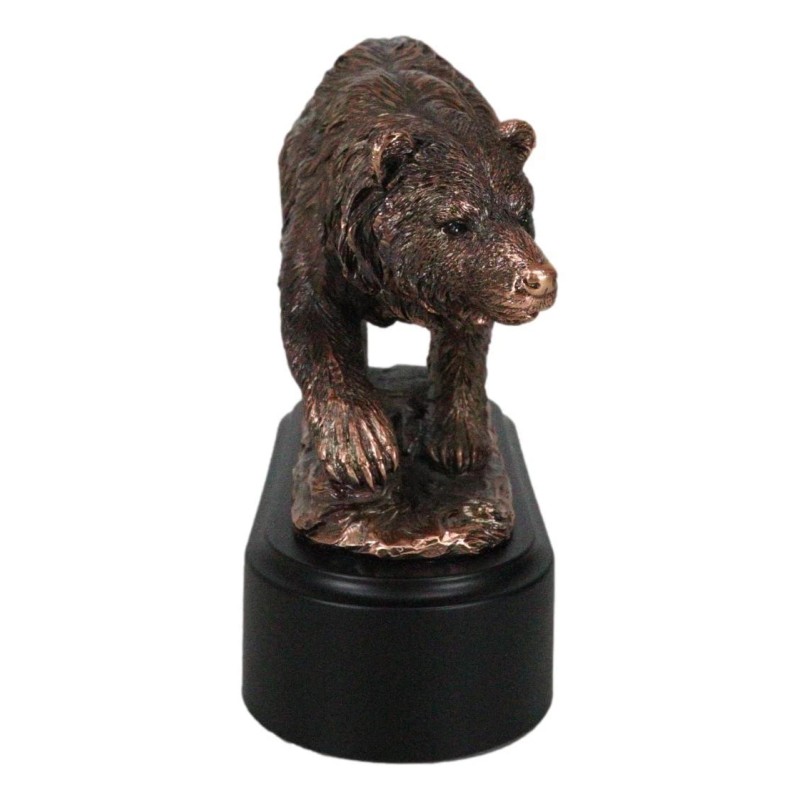 Walking Bear Statue - Bronze Electroplated 7"L Figurine Wild Life
