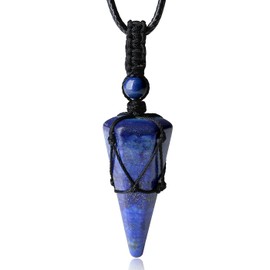 XIANNVXI Lapis Lazuli Necklace for Men 6 Facet Crystal Necklace for Men Necklaces Hippie Adjustable Rope Pointed Pendant Gift for Women