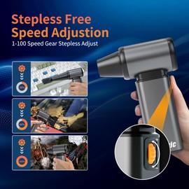 SYNRIC Compressed Air Duster, Stepless Speed Electric Air Duster, Metal Shell Air Blower with Brushless Motor, 120000 RPM Keyboard Cleaner Replaces Canned Air for Outdoors, Car, Home Cleaning